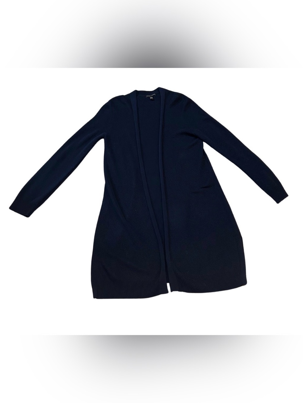 Eileen Fisher Long Tencel Stretch Waffle Knit Simple Cardigan | Midnight | XS